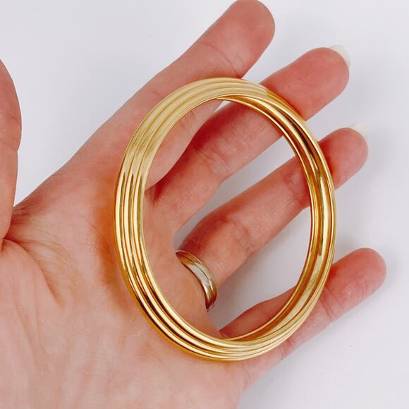 Vintage Signed Trifari 1960s Bangle Bracelet Multi-Strand Mid Century Gold Tone - Picture 6 of 11